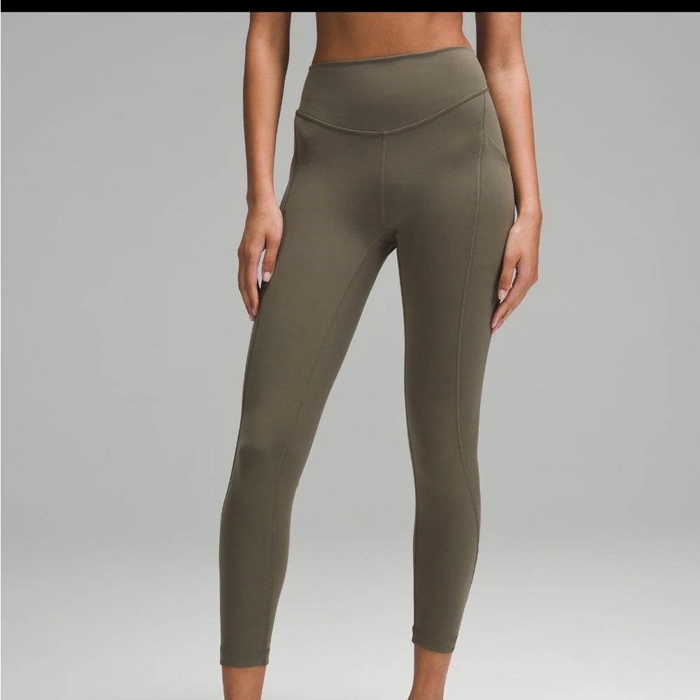 lululemon army green leggings, size 2